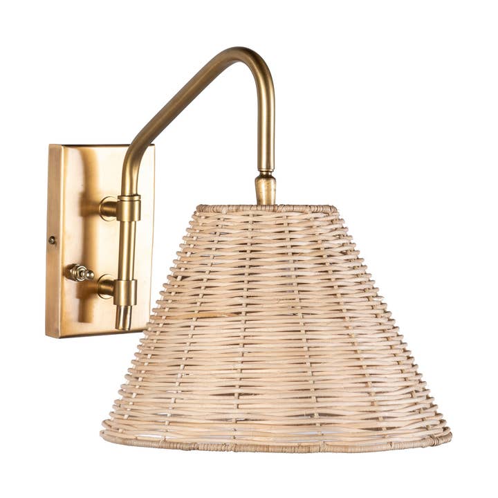 13-inch Rattan Swing Arm Wall Sconce for wholesale by nuLOOM