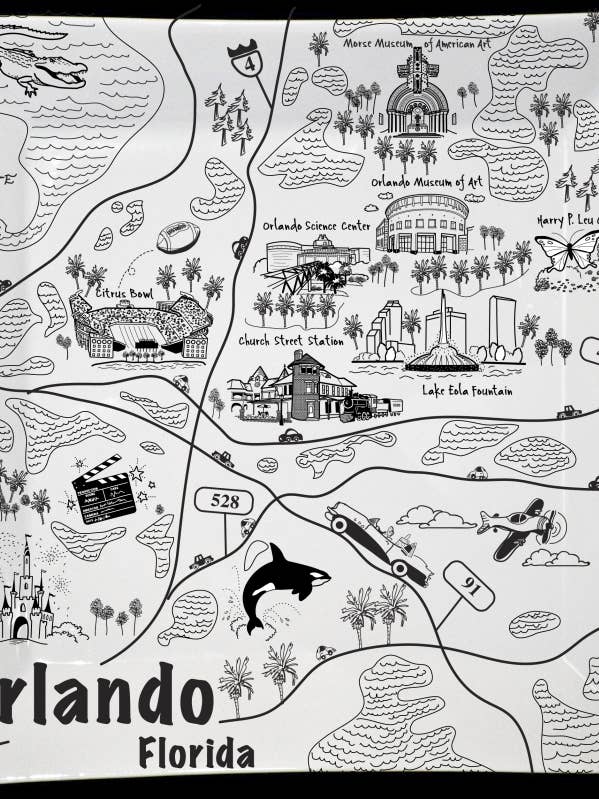 Orlando B&W Kort Stor Square Fad for engroshandel hos The Dish