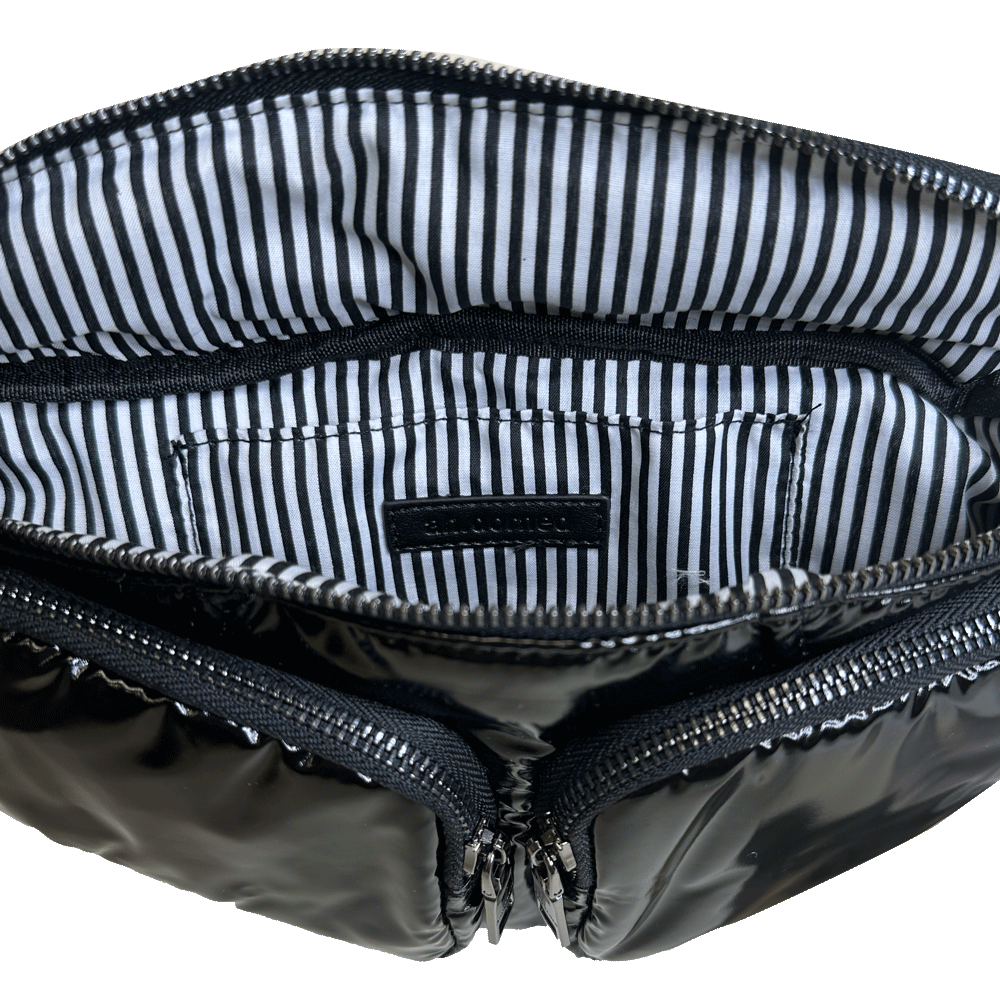 AHDORNED - Wholesale Belt Bag - Women's - Rachel Double Pocket Puffy Sling/Waist Bag w/Black Resin Cha27