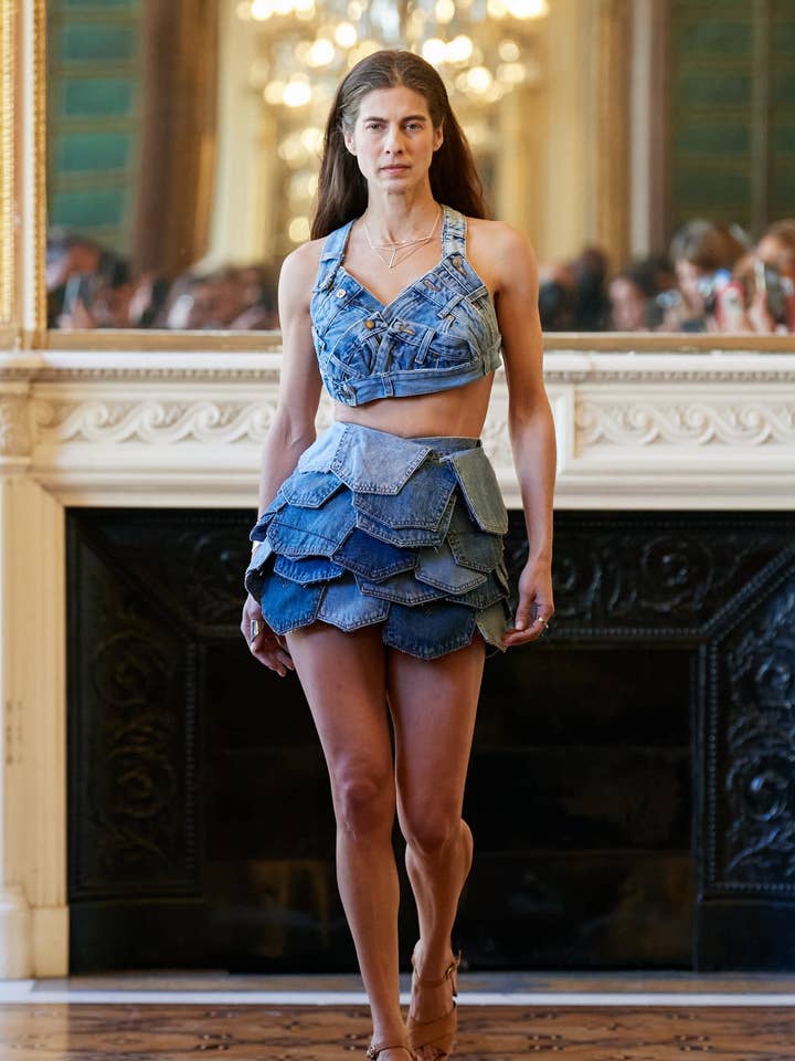 RECYCLED DNM COBALT SHORT SKIRT for wholesale by MPAZ STUDIO