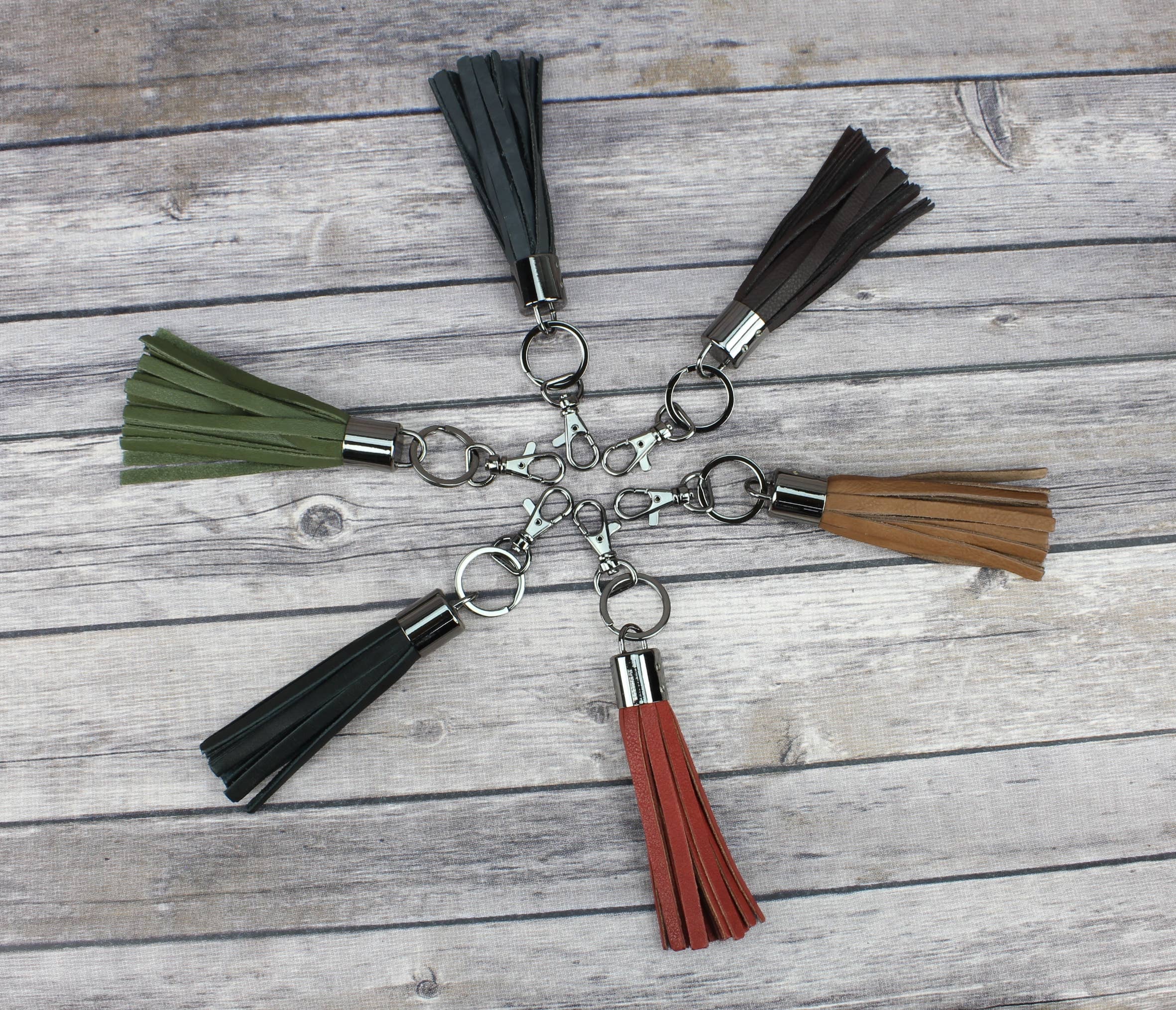 Leather Impressions Inc - Venta al por mayor Llavero - Mujer - Accesorio y llavero para bolso de piel con borlas3