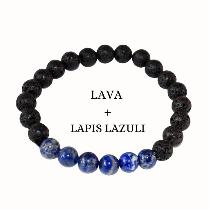 Soothing Crystals - Wholesale Aromatherapy Bracelet - Diffuser Bracelet | Lava with Lapis Lazuli | Oil Diffuser