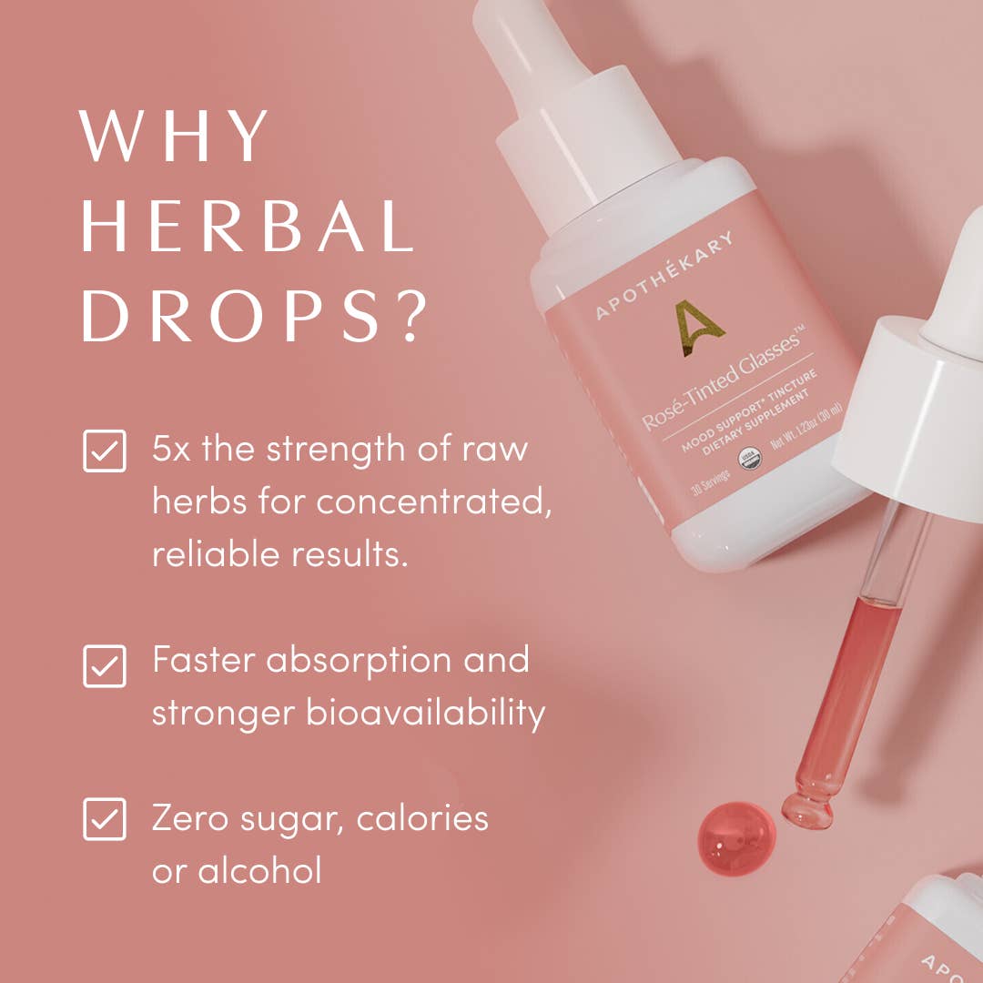 Apothékary - Vente Apéritifs sans alcool/mocktails - Rosé-Tinted Glasses™ - gouttes à base de plantes pour humeur, peau et stress10