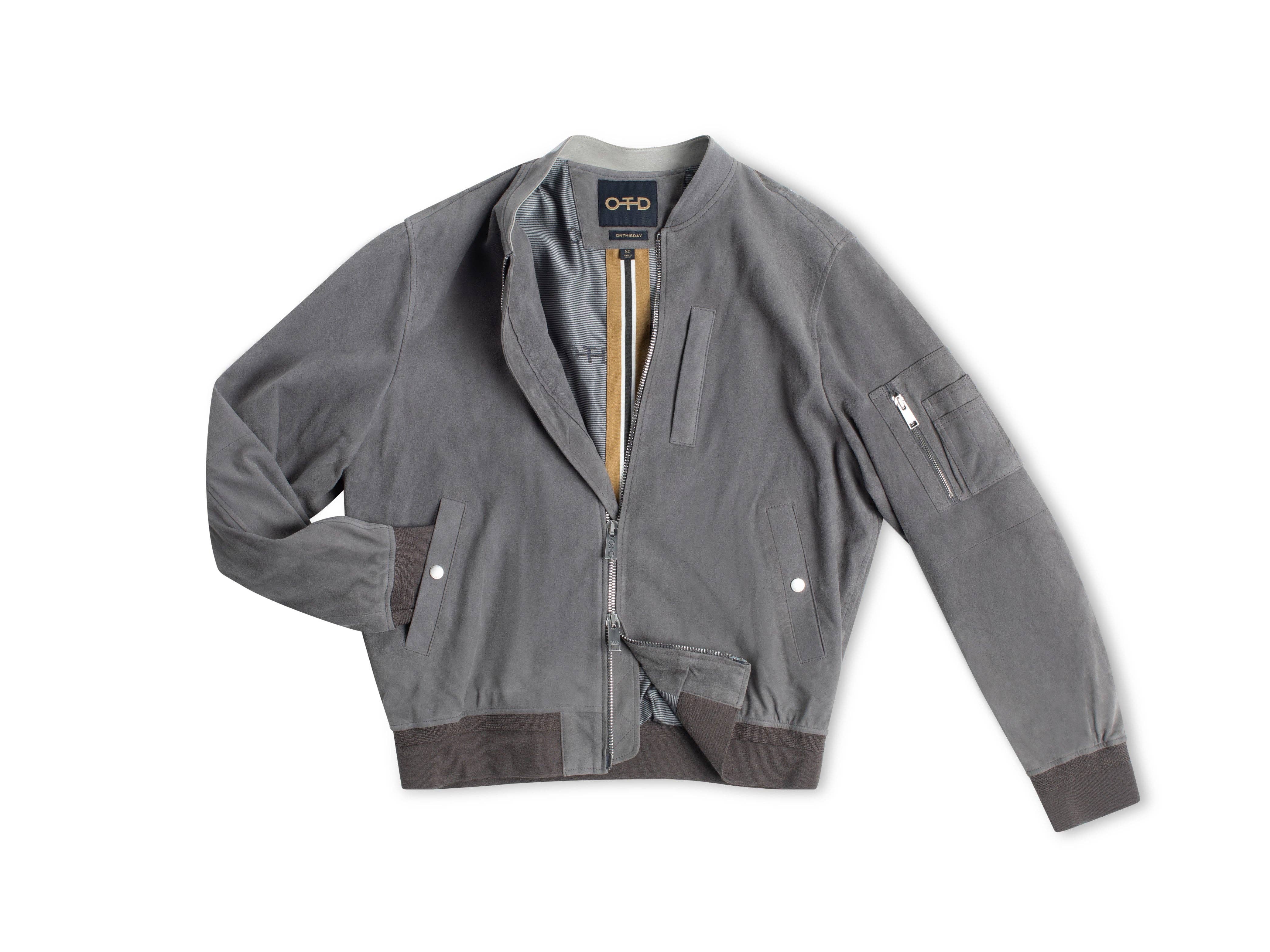 concrete Lightweight Suede Flight Jacket for wholesale on Faire1