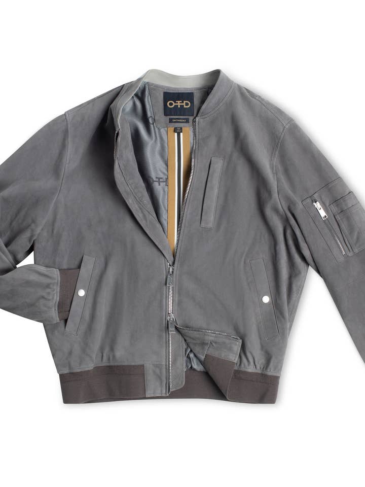 concrete Lightweight Suede Flight Jacket for wholesale on Faire1