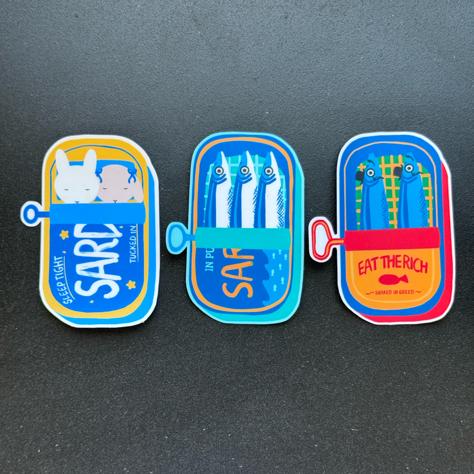 Clem & Co. - Wholesale Sticker - Blue Sardine Tin Sticker2