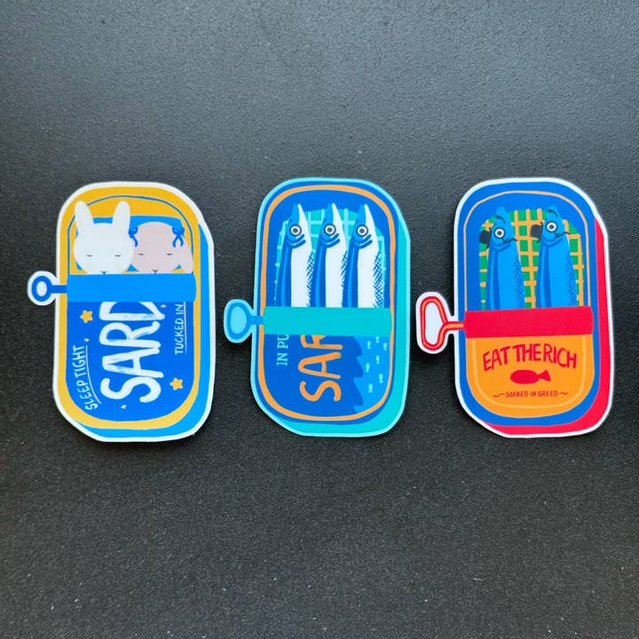 Clem & Co. - Wholesale Sticker - Eat the Rich Sardine Tin Sticker2