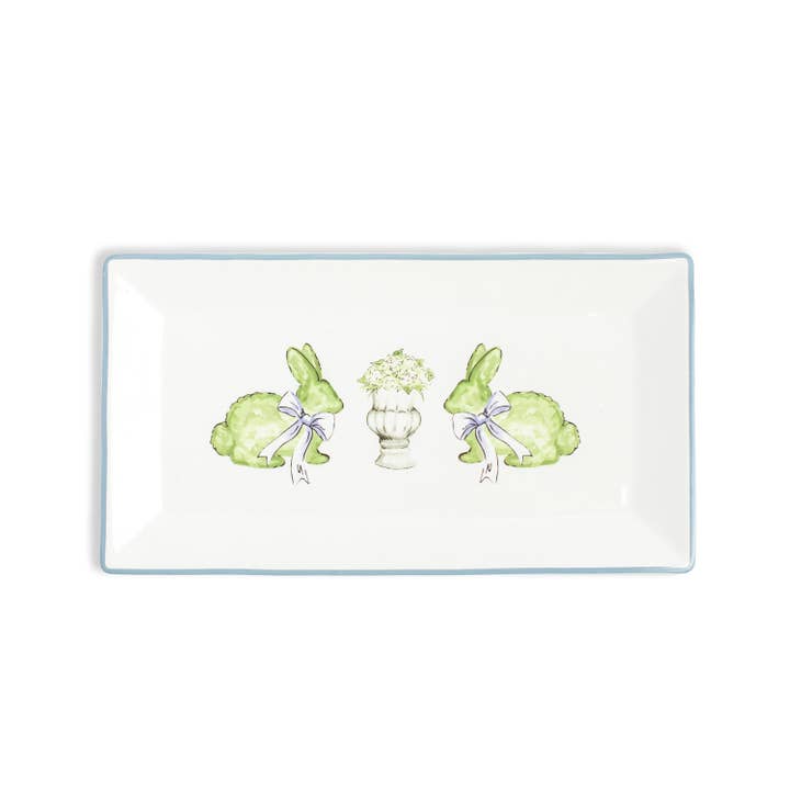 Bandeja Rectangular Francesca Bunny Blanco/Multicolor 12x6.5 para venta al por mayor de The Royal Standard