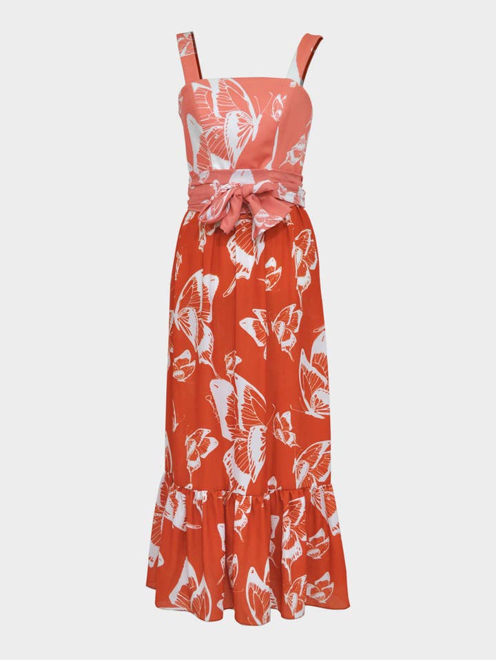 HOPE DRESS - Vliegende vlinders- Pastel Koraal voor wholesale door Carolina Estefan