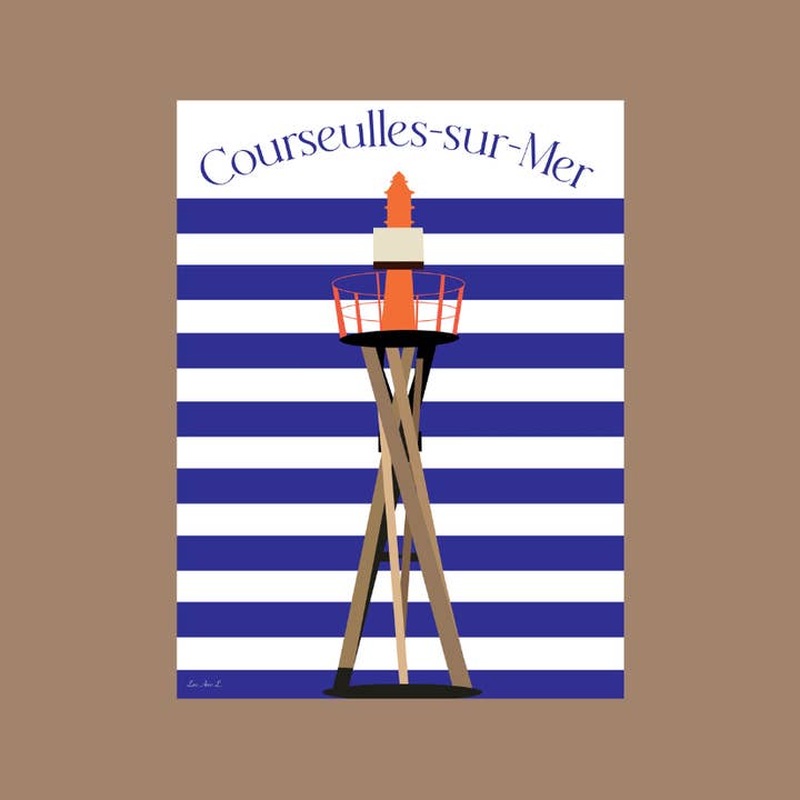 Courseulles-sur-Mer Sailor Illustration 30x40cm for wholesale by Esprit Cottage