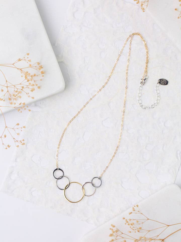 Nightfall 18-20" Mixed Metal Circles Simple Necklace for wholesale by Anne Vaughan Designs Jewelry
