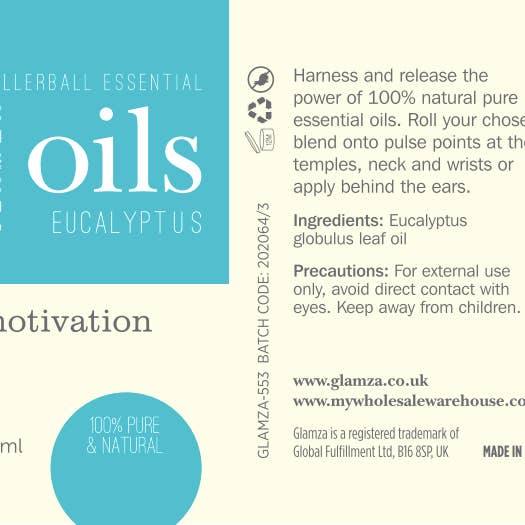 My Wholesale Warehouse - Wholesale Essential oil roll-on - Glamza Roller Ball Essential Oils 10ml5