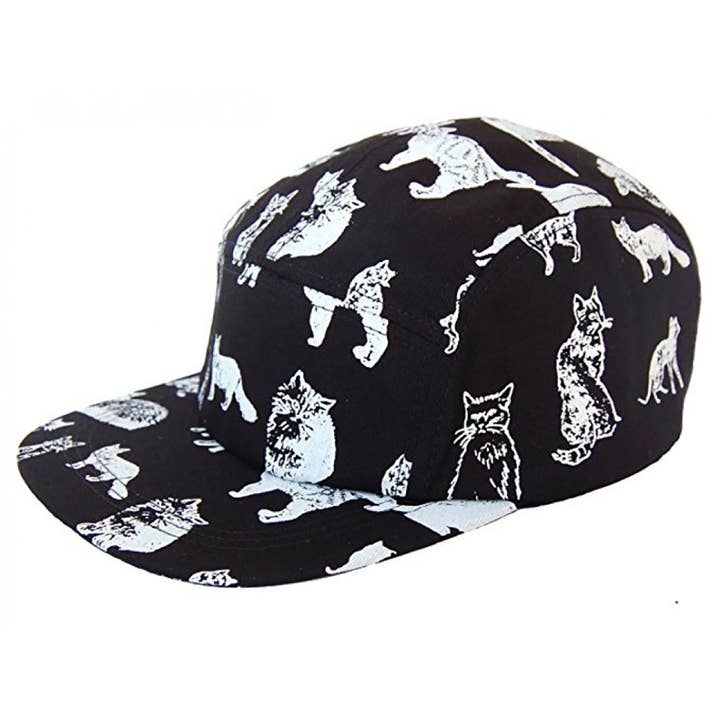 HATPHILE - Vente Casquette à visière plate – femme - Chapeau 5 panneaux en coton HatPhile Kitten Kitty Cat – Rose, Noir et Kaki3