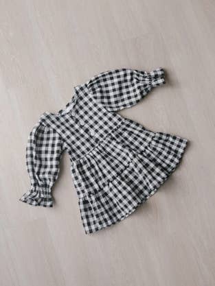 Girls Navy Gingham Dress for wholesale by Le Edit