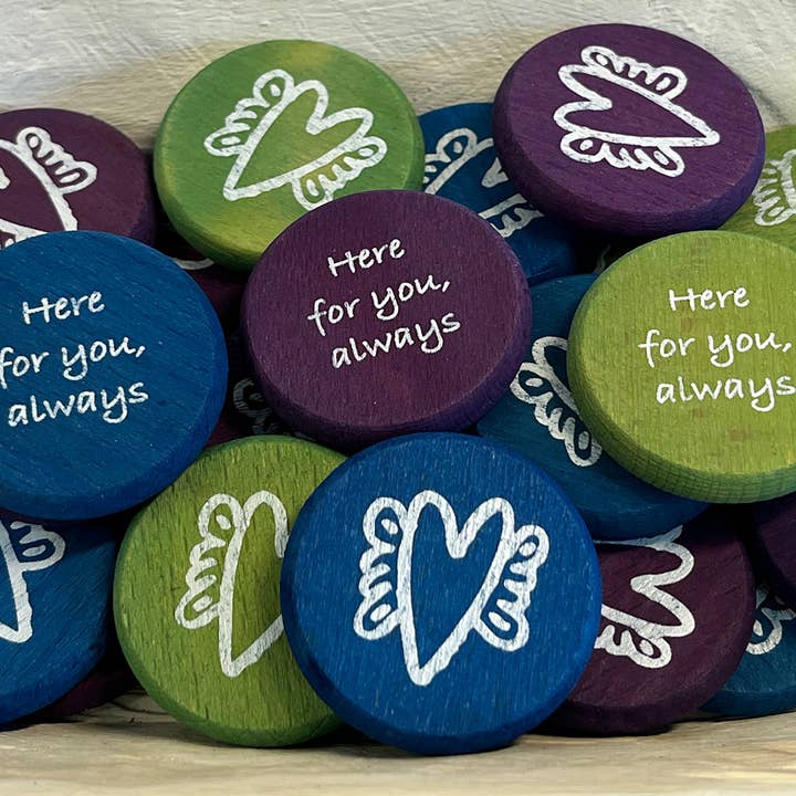 Grief Support Wood Coin Token - Here for you, always for wholesale by SHOPGIVECOURAGE