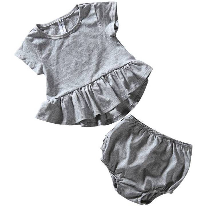 Bamboo Ruffle Dress and Bloomer Set for wholesale by Earth Baby Outfitters