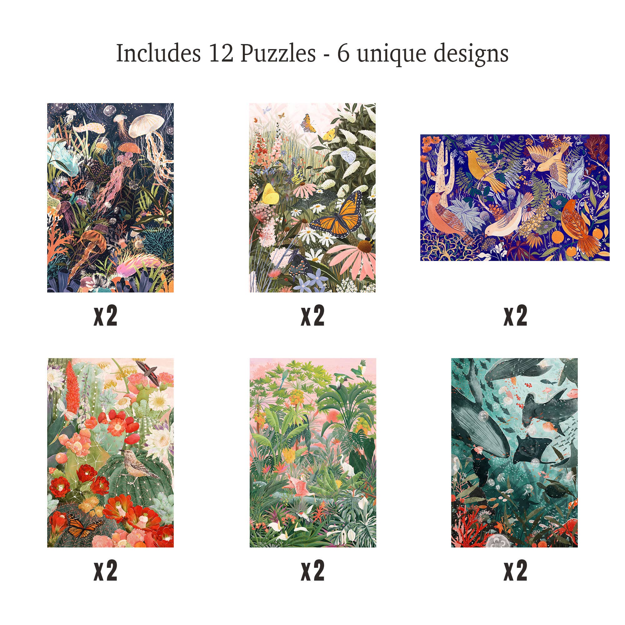 Lantern Press - Wholesale Puzzle - Adult - PUZZLE PACK Plants & Animals 1, Set of 12 Puzzles1