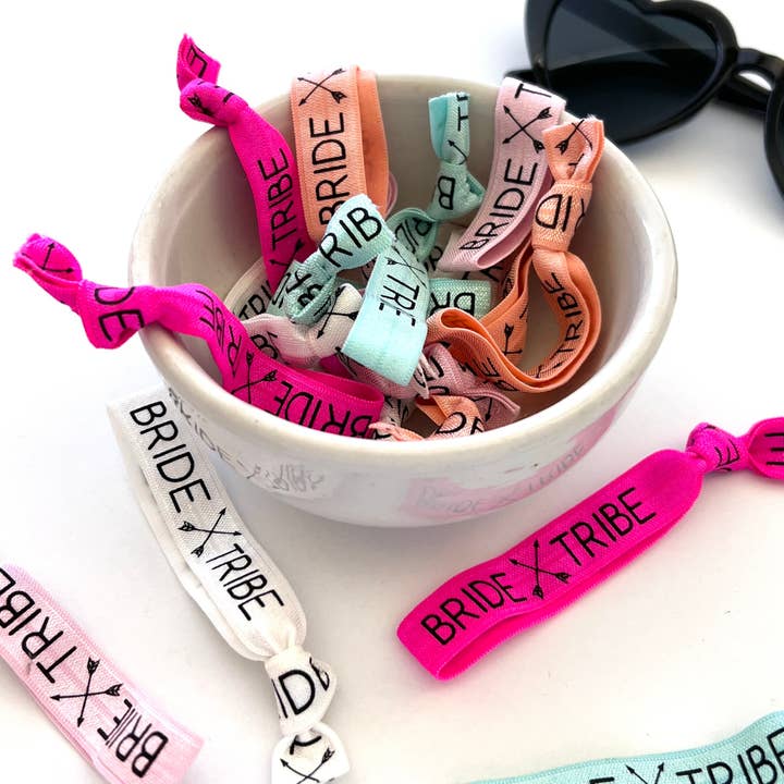 Three Girls Shop - Wholesale Hair Tie - PACK OF 10 Bride Tribe Hair Ties Bachelorette Party Favors Bachelorette Welcome Bag Filler Hair Ties Survival Kit Favor Ready to Ship Favors2
