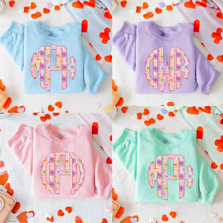 Valentine Monogram Graphic Sweatshirt for wholesale by Festivitees