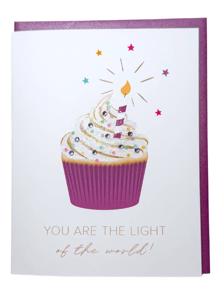 „Licht der Welt“ Cupcake Glaubensbasierte Geburtstagskarte für den Großhandel von Lavender Vines