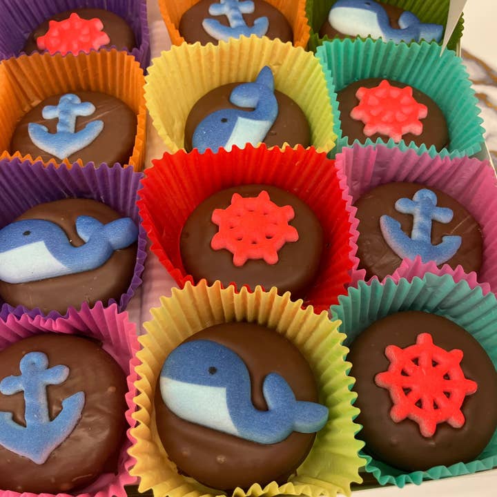 Nautical Oreo's 24 per box for wholesale by Bear Creek Candy Kitchen