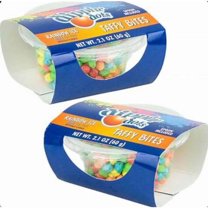 O'Shea's Candies Sweet Shop - Wholesale Taffy - Novelty NEW🎉 Dipping Dots Taffy Bites 🍭w/ Spoon- 12CT Tray1