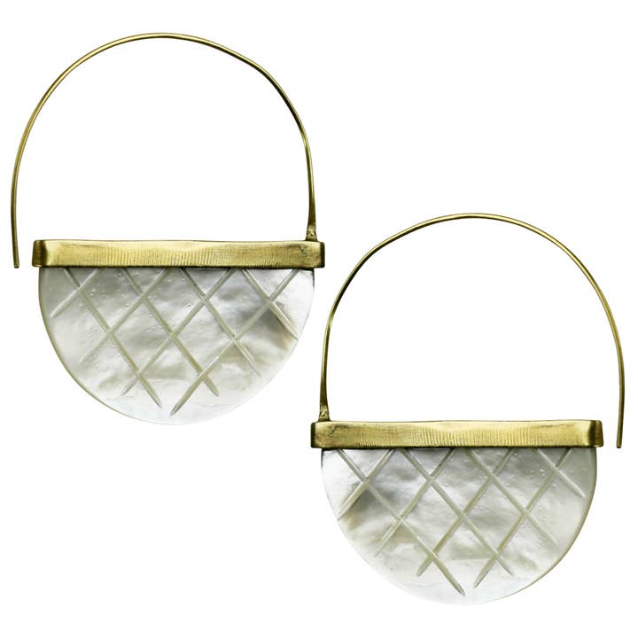 HomArt - Vendita all'ingrosso Orecchini pendenti - Orecchini Zahara, Cross-Hatch, Madreperla