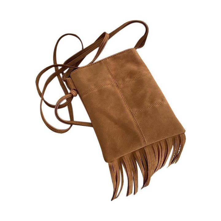 Bohemian Fringe Crossbody-väska PU Brun S5P280 för wholesale av alberalkirk