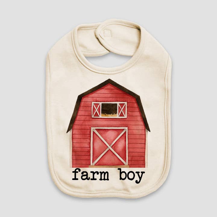 Farm Boy Natural Color Baby Bib for wholesale by Love You a Latte Shop