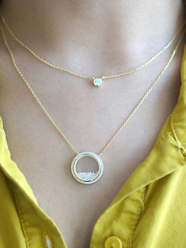 Collar de cristal de circonita cúbica de plata 925 con cristales flotantes para venta al por mayor de FELIX Z DESIGNS