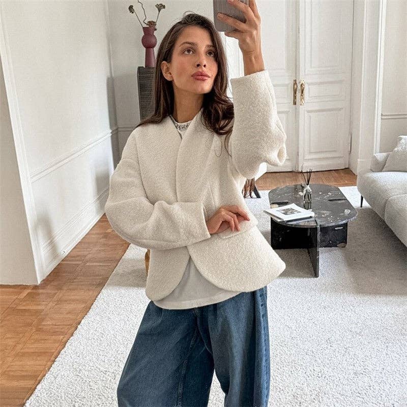 WHITE Thick Solid Wool Coat for wholesale on Faire3