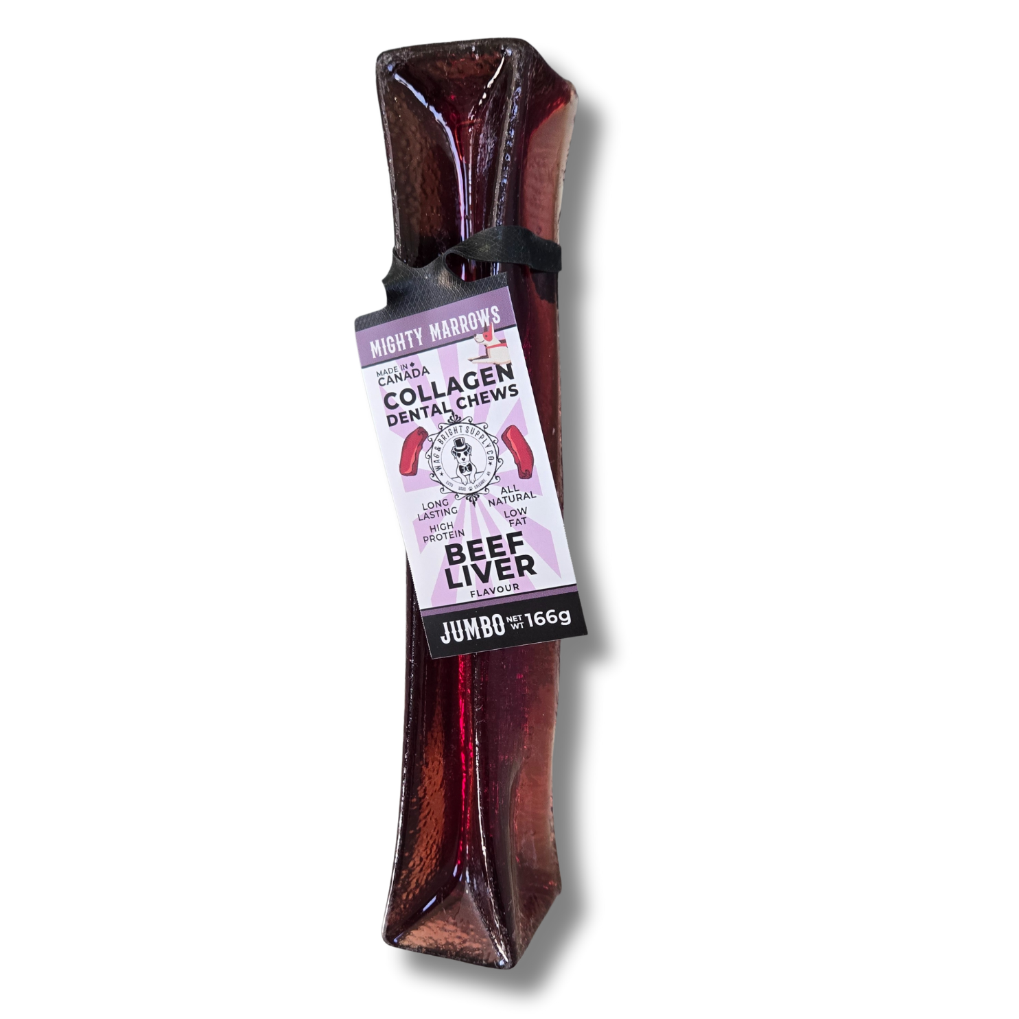 Wag & Bright Supply Co. – Couro/osso para cão - Cão por atacado – Mighty Marrows Colagénio Mastigável para Dentes - Fígado de Vaca - 3 Tamanhos1