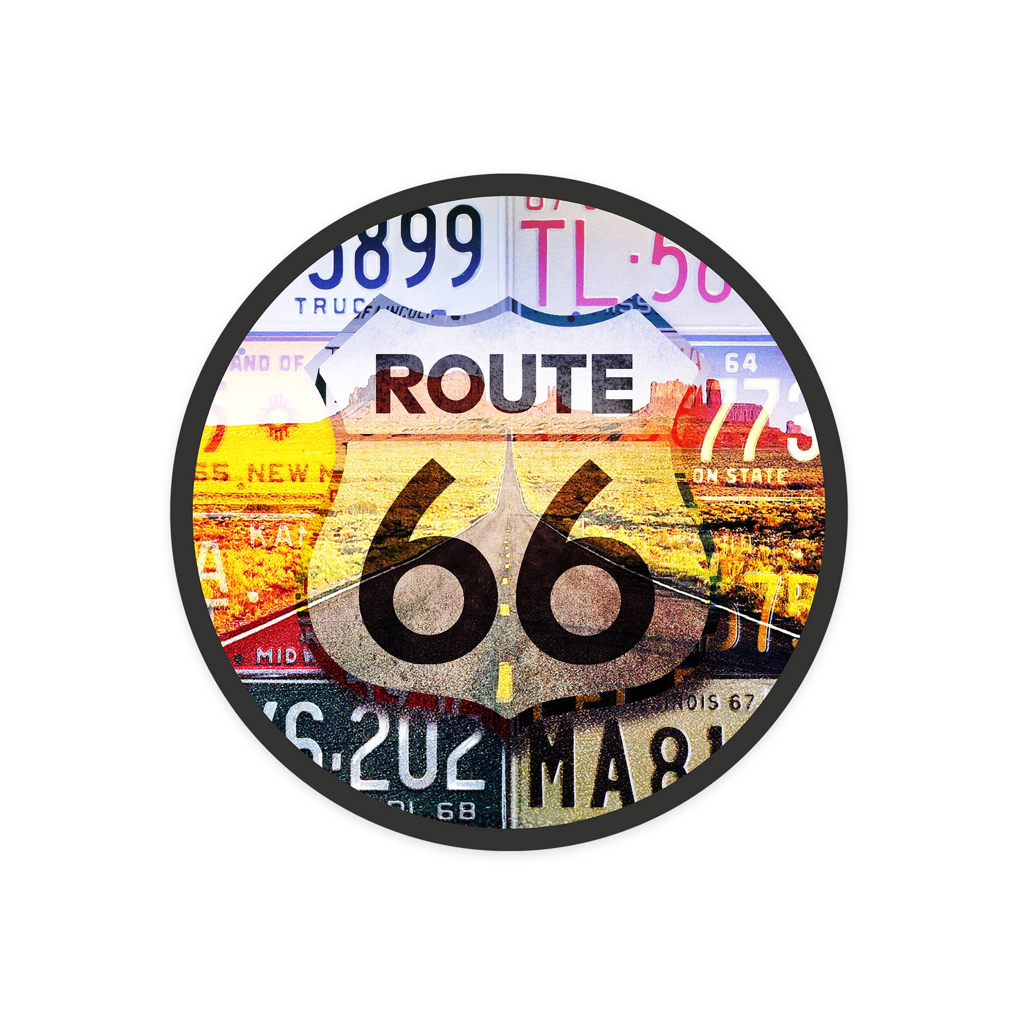 Lantern Press - Vendita all'ingrosso Adesivo - Vinyl Sticker Route 66, Targhe, Highway Road