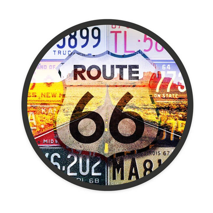 Lantern Press - Wholesale Sticker - Vinyl Sticker Route 66, License Plates, Highway Road0
