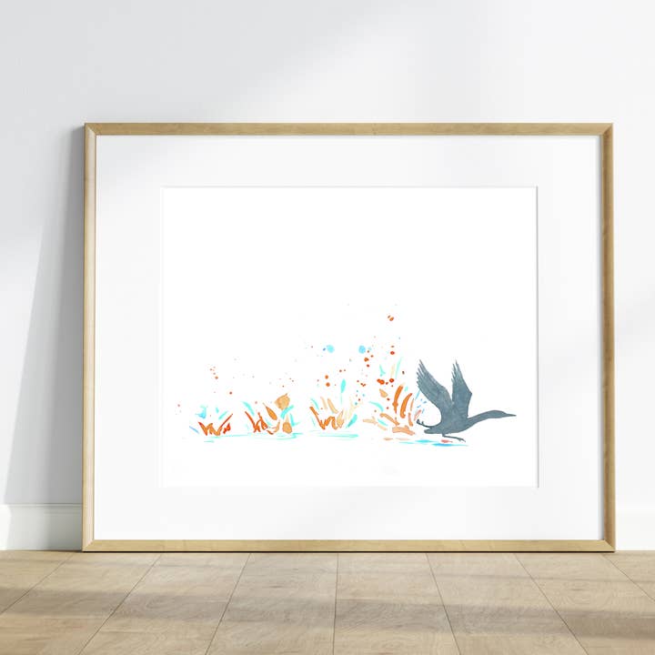 Loon Taking Flight - Watercolor Art Print for wholesale by Lost Feather Studio