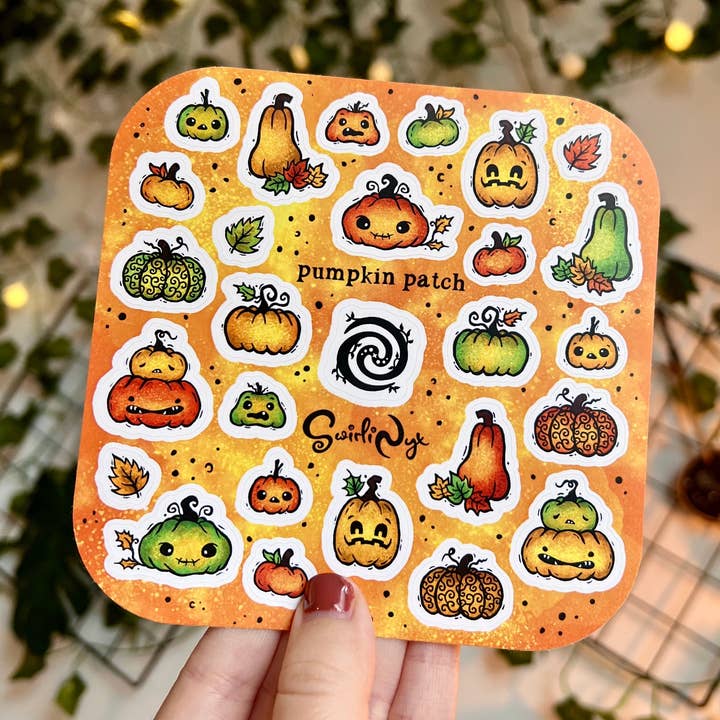 Orange Pumpkin Patch Sticker Sheet for wholesale by SwirliNyx
