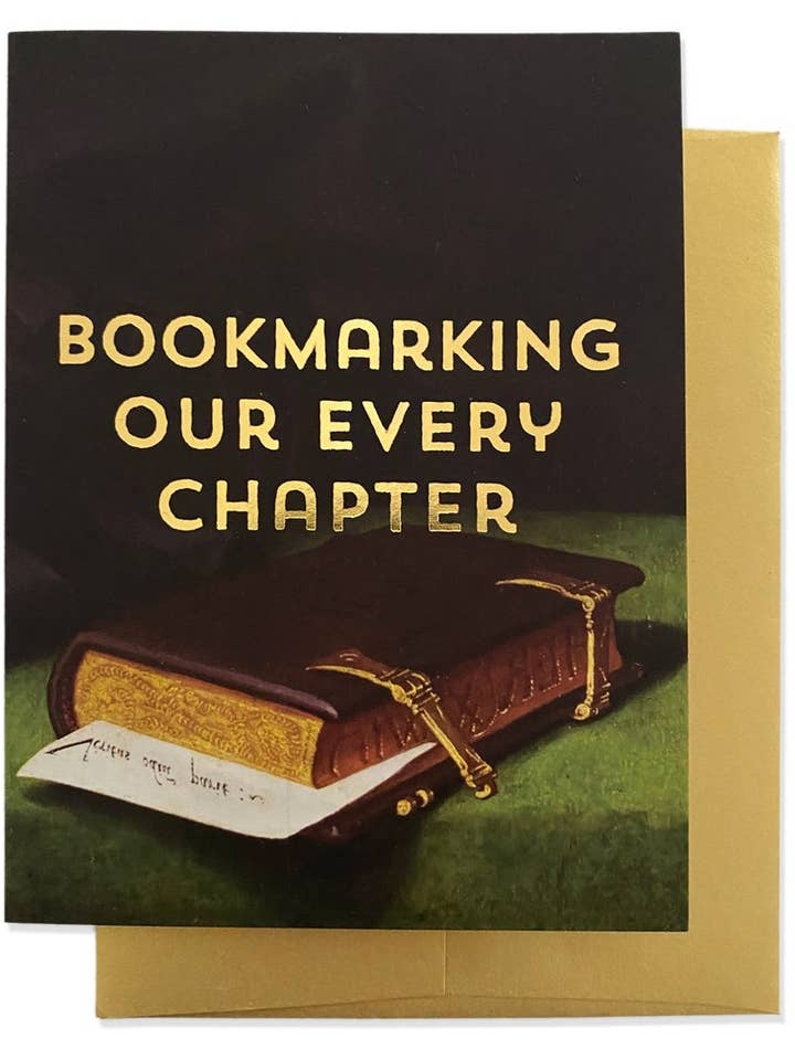 Carte de voeux BOOKMARK CHAPTER - Feuille d'or pour la vente par Billet Doux Cards