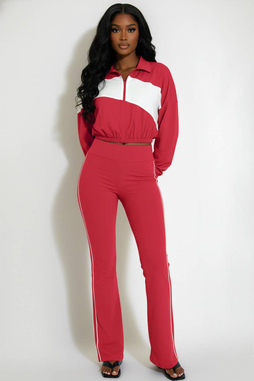 5besties inc - Wholesale Activewear Set - Women's - COLOR BLOCK WINDBREAKER AND TRACK PANTS SET4