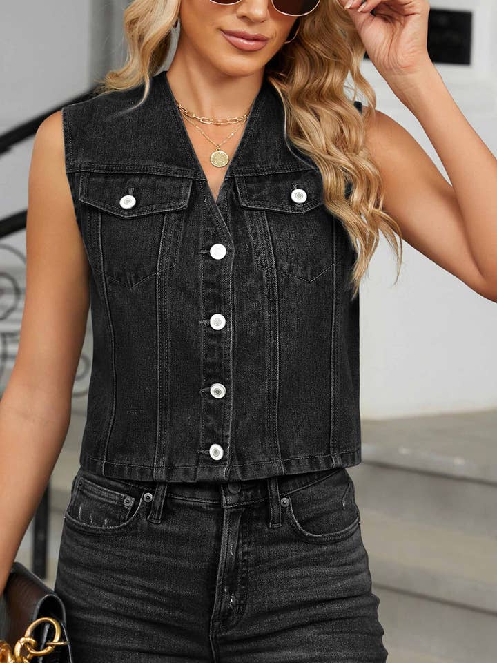 Slim Fit Denim Vest for wholesale by Wholesalesir