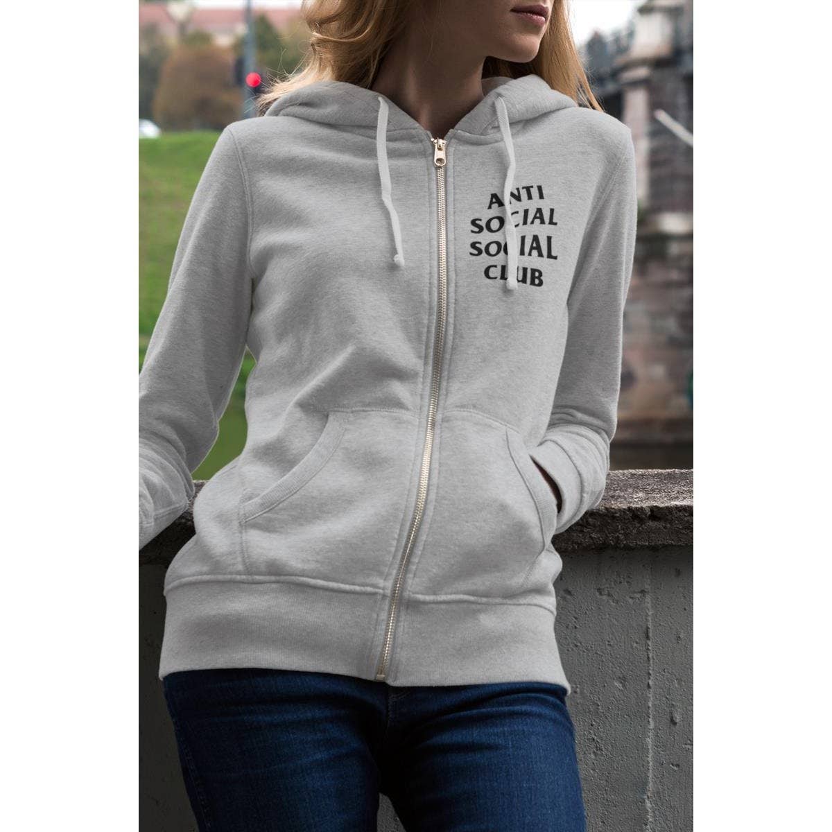 Nobrand – wholesale Hoodie – Women's – ANTI SOCIAL WOMEN GRAPHIC ZIPPER HOODIE2