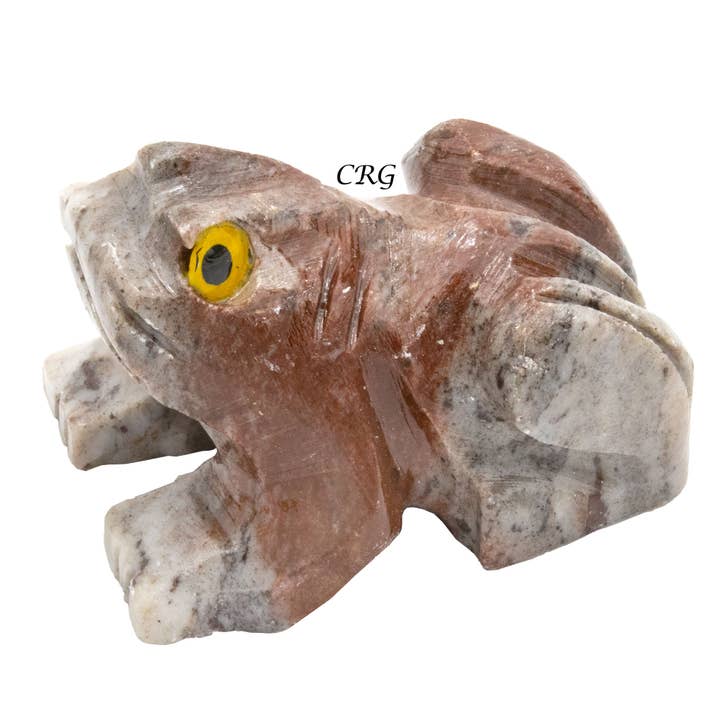 Crystal River Gems LLC – Großhandel Spiritueller Stein/Kristall – 1 PACKUNG — Geschnitzter Frosch aus peruanischem Speckstein (1,5 Zoll), Durchschn. 10 Stück