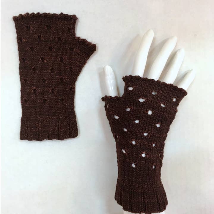 Knit Witts Global – wholesale Handskar - Dam – Fingerlösa vantar | Polka Dot Detail | 100% merinoull