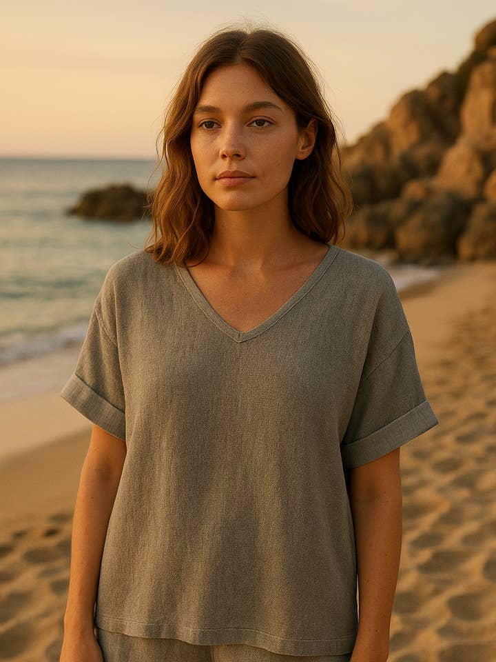 LINEN & COTTON HOUSE - Wholesale Blouse - Women's - COTTON LINEN SHIRT. 367