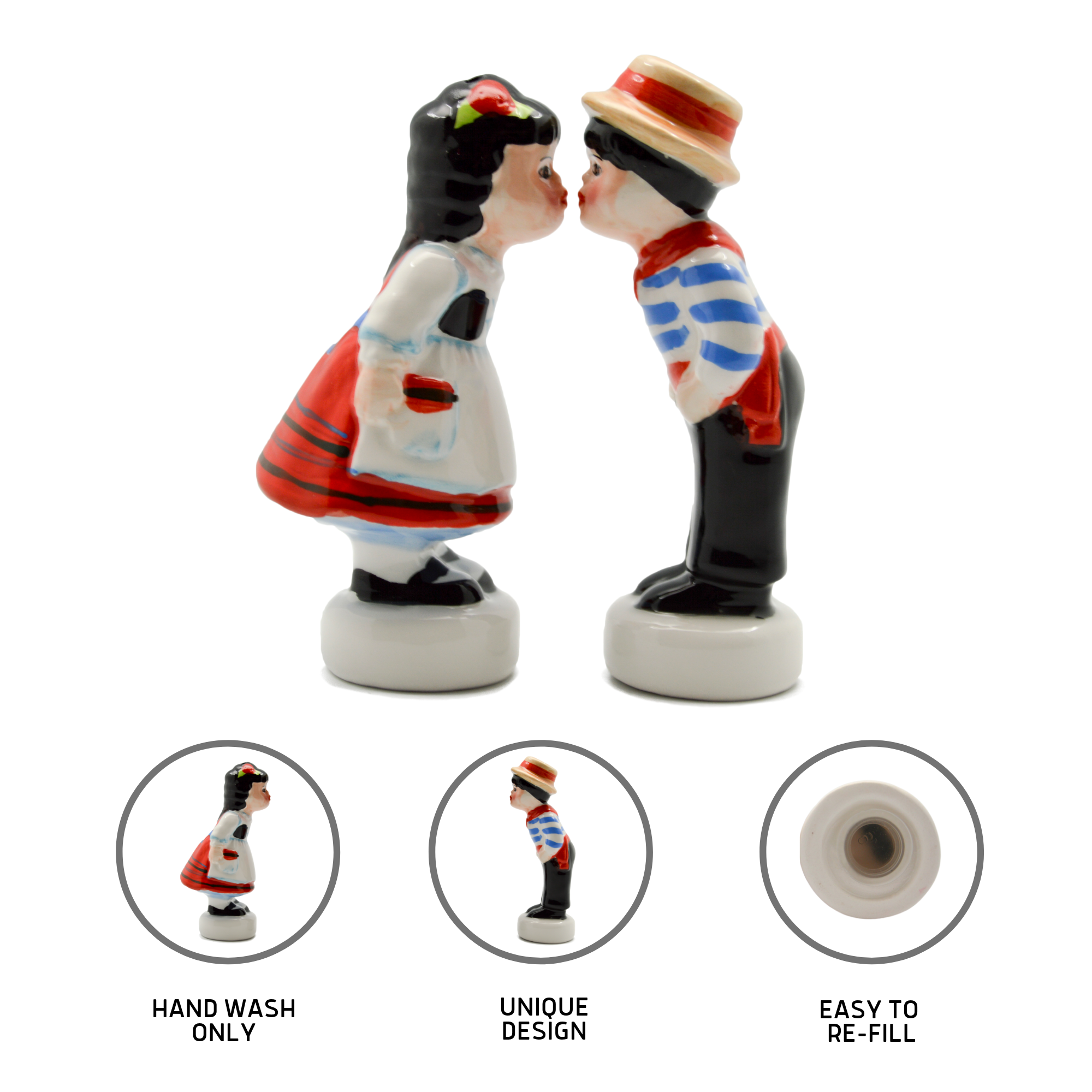 European Heritage Gifts - Wholesale Salt & Pepper Shaker Set - Italian Gift Idea With Italy Kissing Couple S&P Set2