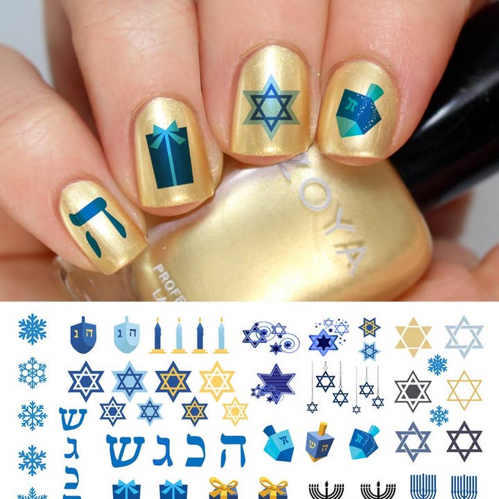 Moon Sugar Decals - Vente Nail Art/Autocollant pour les ongles - Hannukah #1 - Décalcomanies Nail Art