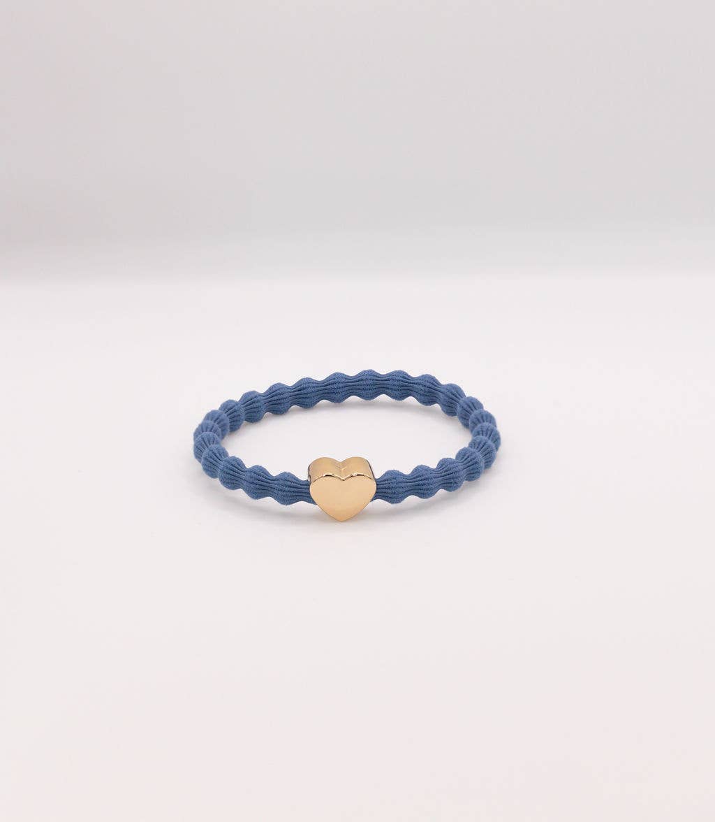 Last True Angel - Wholesale Hair Tie - Wave Hair Tie with Gold Heart Charm (Various Colours)1