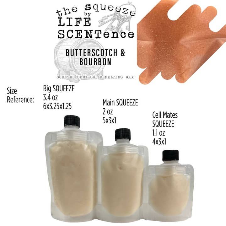 Butterscotch & Bourbon Squeeze Wax Melt 3 Sizes Available for wholesale by Life SCENTence