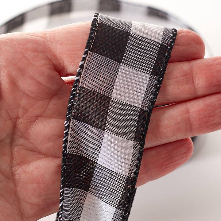 Factory Direct Craft - Wholesale Ribbon – Gift wrapping - Buffalo Checked Wire Ribbon Spool - Select Color (10 yards)3