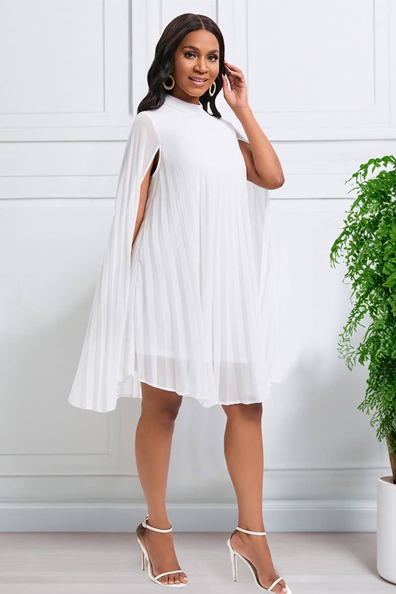 NINEXIS - Wholesale Dress - Women's - CWDSD3577_PLUS SIZE PULLOVER CAPE SHORT DRESS0