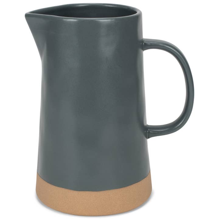 Large Raw Bottom Matte Grey 48 ounce Ceramic Pitcher Jug for wholesale by DEMDACO
